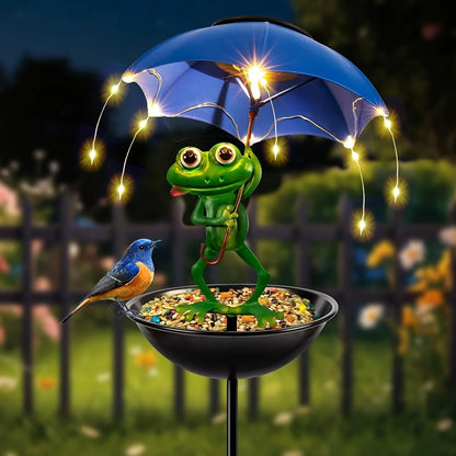 Charming Solar Frog Statue Light - LED Garden Decoration with Hummingbird Feeder for Lawns and Terraces