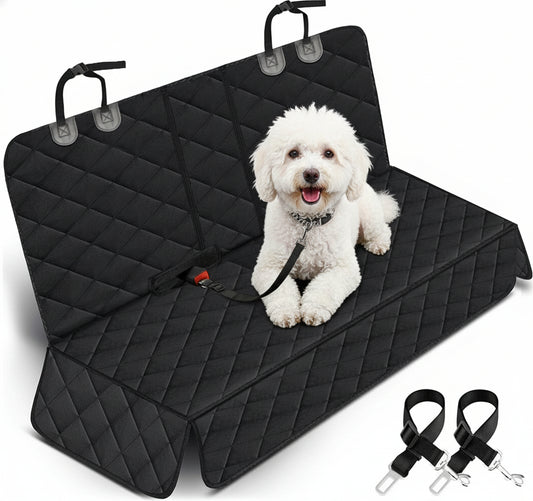 Premium Waterproof Dog Car Seat Cover - Non-Slip Back Seat Protector for Pets, Compatible with Most Cars, Trucks, and SUVs - Black