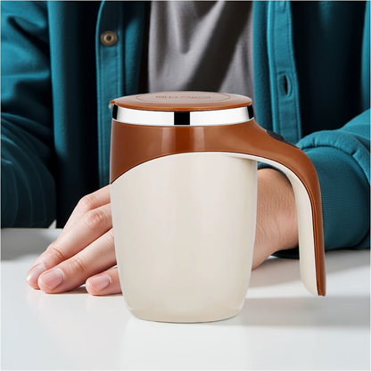 Lazy Self-Stirring Coffee Mug 380ml – Magnetic Stainless Steel Smart Mixing Cup