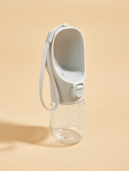White compact pet water bottle with attached wrist loop