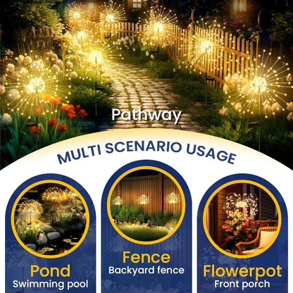 Enchanting DIY Dandelion Solar Lights - Weatherproof Outdoor Garden Decor & Patio Fireworks Lamp